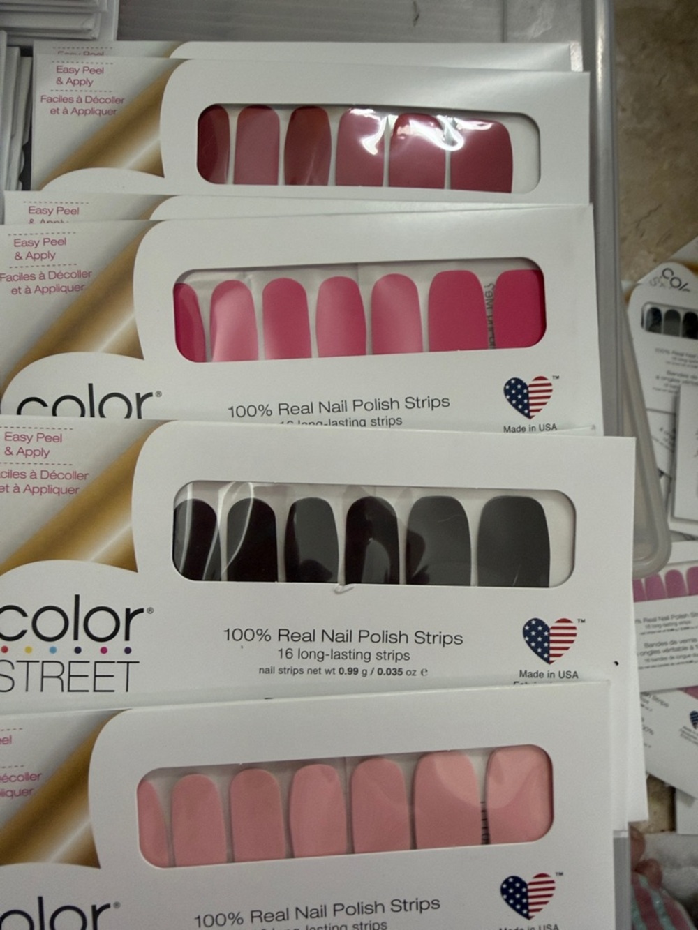 Color Street Pink and Black Nail Polish Strips Set